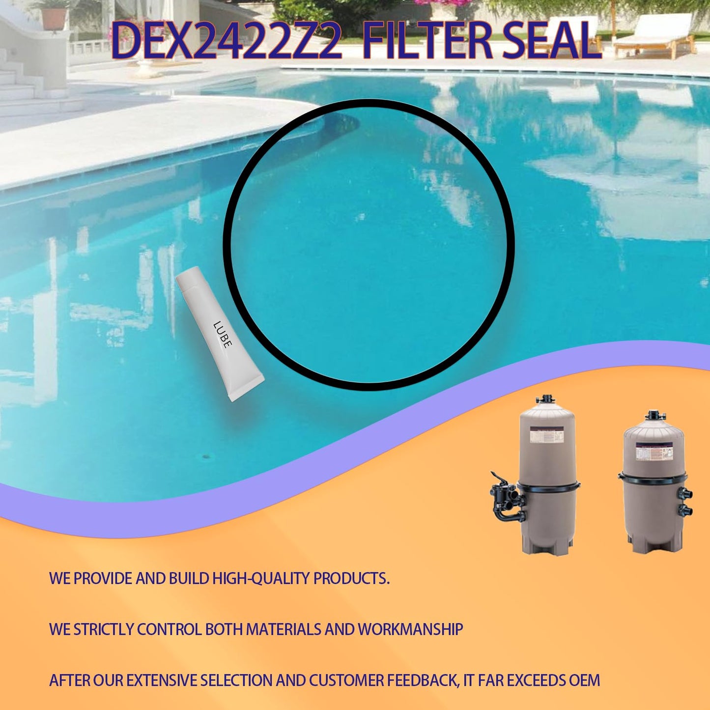 supeiqality Upgrade DEX2422Z2 Filter Seal Compatible with Hayward Pro-Grid DE DE2420 DE3620 DE4820 SwimClear Filters C2030 C3030 C5025 C5030 C2020 C3020 C4020 Pool Filter Parts 2-Year Warranty