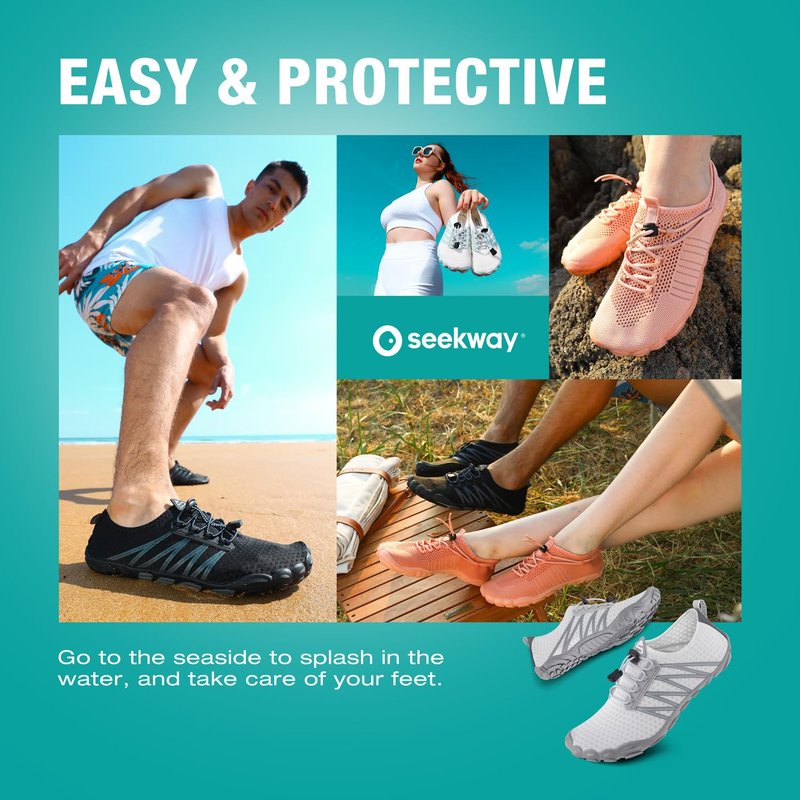 SEEKWAY Water Shoes Sports Quick-Dry Barefoot Aqua Beach Pool Lake Swim Boating Hiking Surfing Men Women 407-White SP001