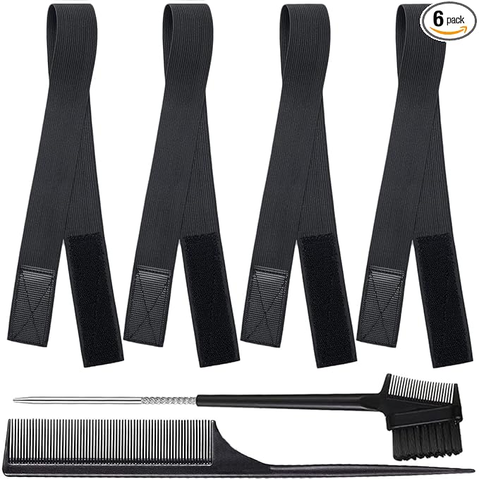 Adjustable Elastic Bands for Wigs and Lace Frontals - 4 Pcs Melt-Resistant Grip Bands, Edge Wraps to Lay Edges and Keep Wigs in Place