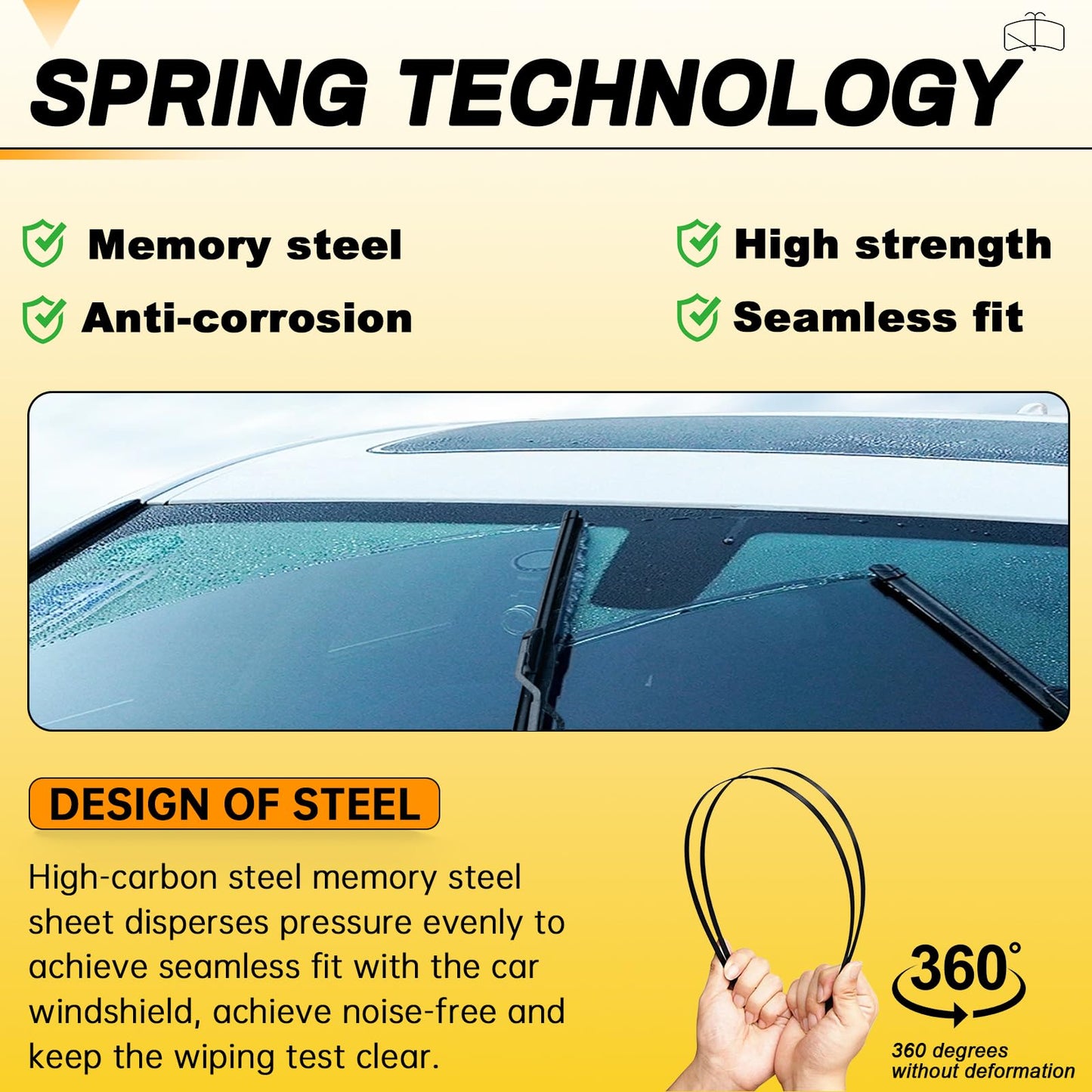 AUTOBOO 26" and 16" Windshield Wipers Blades (Pack Of 2),OEM Quality Premium All-Seasons Wiper blades,Stable and Quiet Armor wiper blades