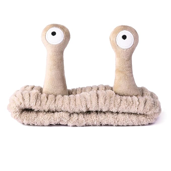 Face Wash Headband, Palm and Snail Spa Hair Bands Makeup Headbands Women Cartoon Cute Coral Fleece Elastic Headband Creative Hair Accessories for Washing Face Shower Sports (Khaki)