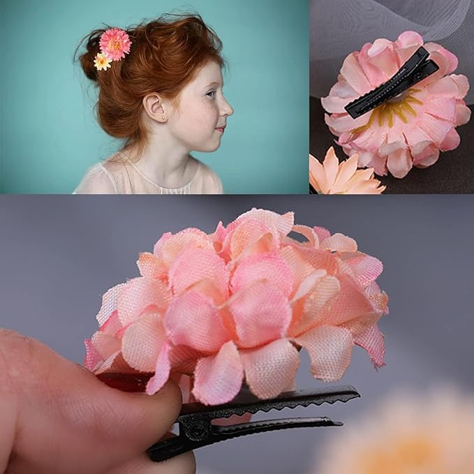 18 PCS Flower Hair Clip Women Pink Floral Hair Barrettes Girls Homecoming Dance Rose Bride Barre Hair Accessories Wedding