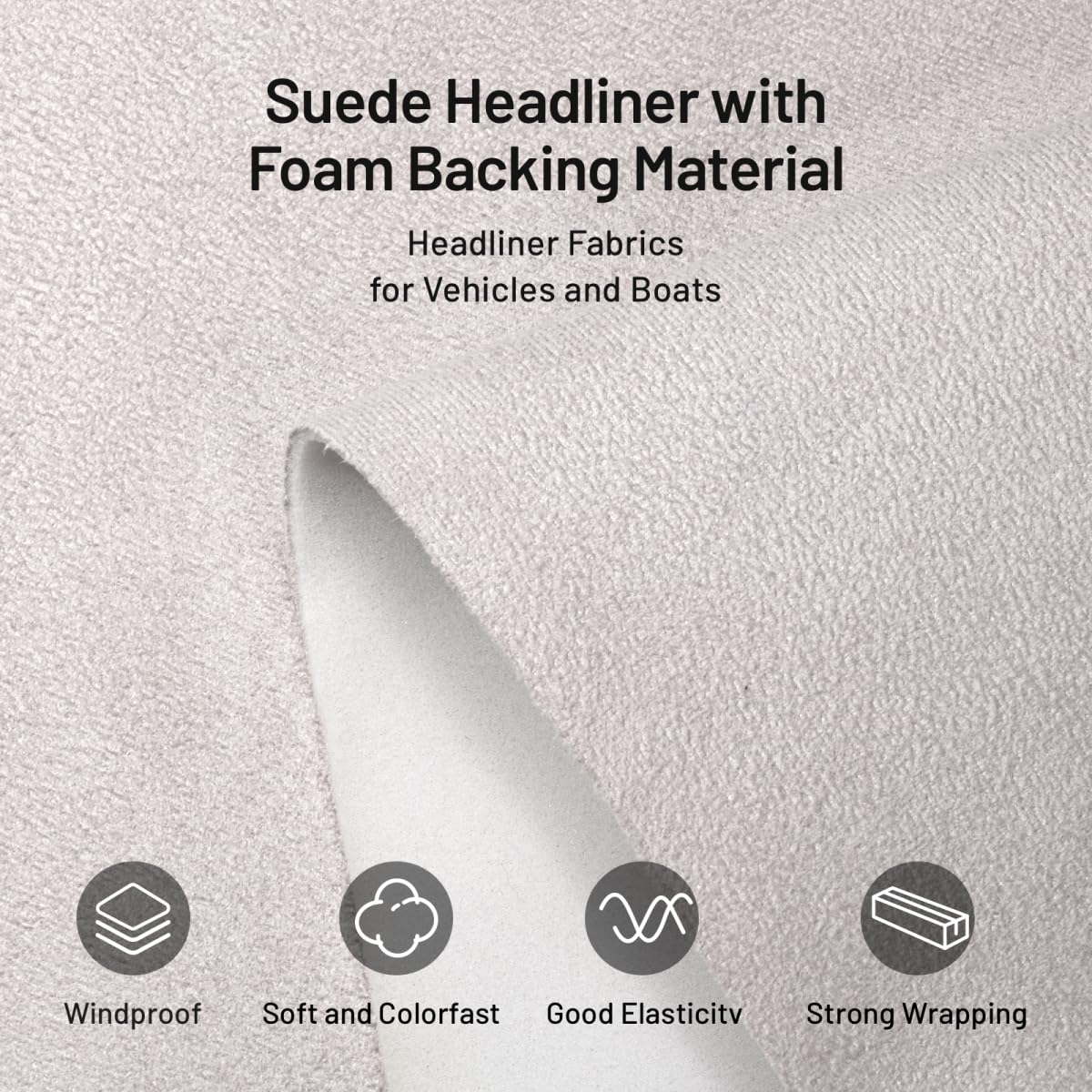 Hiksuky Suede Auto Headliner Fabric 36" L × 60" W with Foam Backing - Grey Interior Replacement Material for Car/Truck/SUV/RV Roof, Tube Packaging - Home Repair/DIY Headliner Material