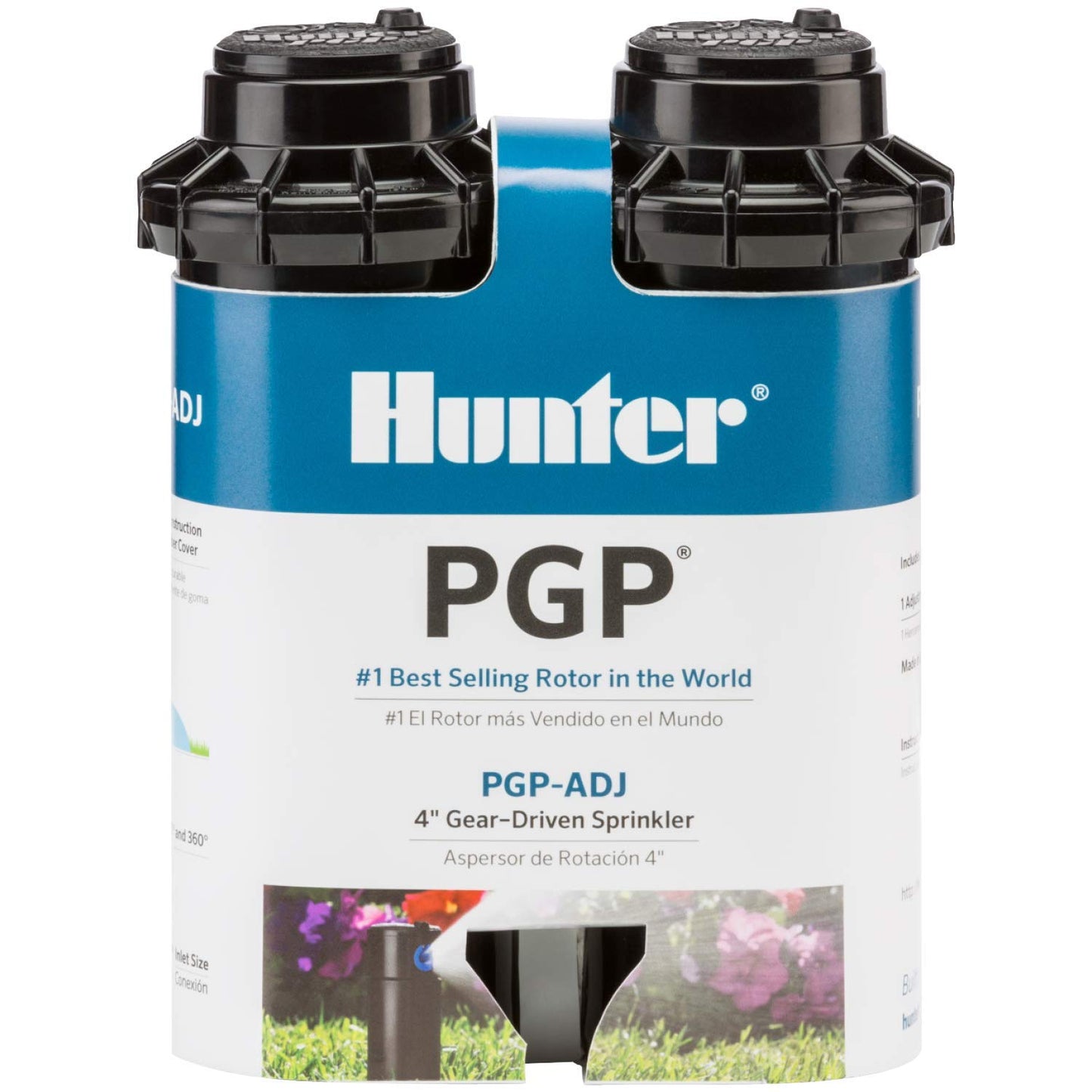 Hunter PGP-ADJ 3/4" Rotor Sprinkler, Adjustable 40Â°â 360Â° Arc, Gear Drive, 4" Pop Up Sprinkler, Lawn Irrigation Head, 22â52 ft Spray Distance, Preinstalled 3.0 GPM Nozzle, 2 Pack