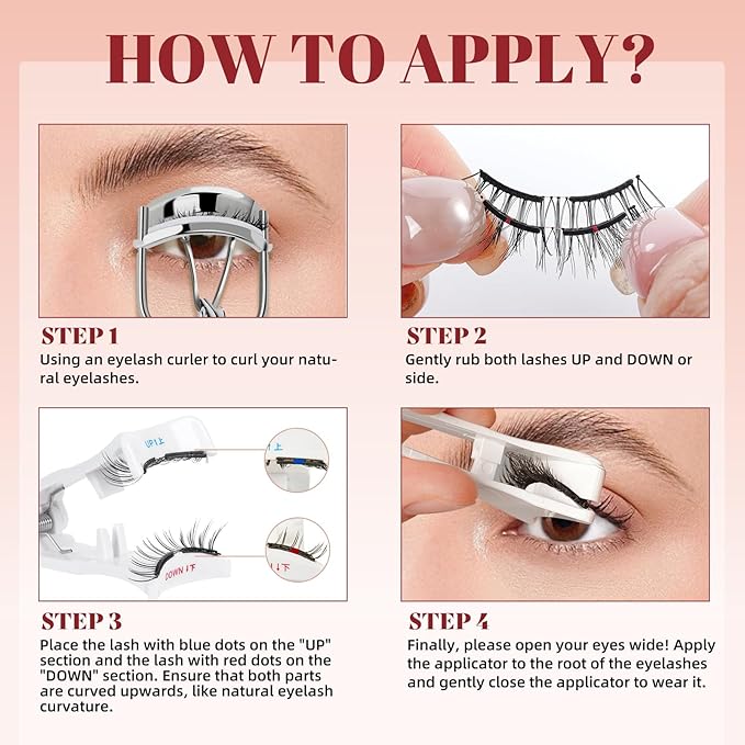 Higu clace Magnetic-Eyelashes, Soft Reusable Magnetic Eyelashes with Applicator No Glue Needed Manga Lashes Comfortable for Makeup Can Cosplay(RC-NZ-D)