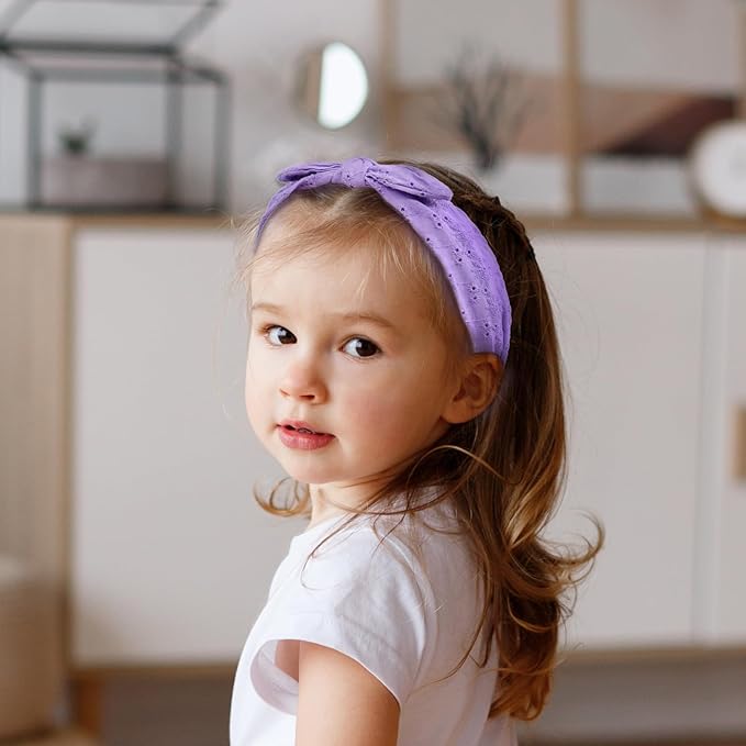 Bow Headbands for Girls, Thin Headband with Bow Women Hair Accessories Fashion Knotted Head Band Non Slip for Girls(Purple/White, 2Pcs)