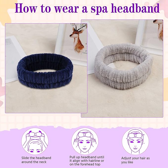 Spa Headband, Makeup Headband for Washing Face, Skincare Headbands for Girls Women, Soft Facial Makeup Head Band,Chrismas Gifts for Teens