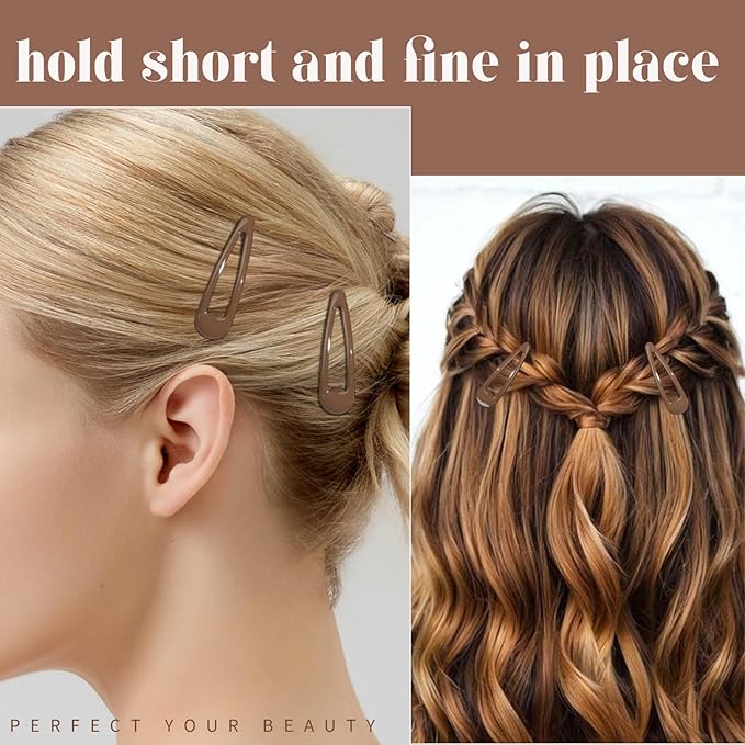 Teenitor 50Pcs Hair Barrettes For Women Brown Snap Hair Clips,2 Inch Hair Barrettes Hair Clips For Women, Brown