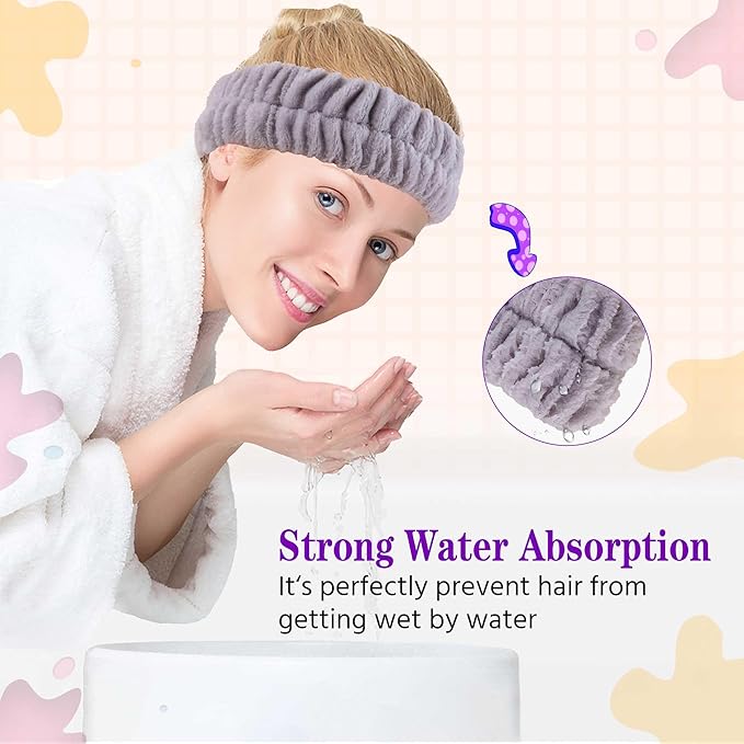Spa Headband, Makeup Headband for Washing Face,Hair Bands Men,Black and Grey