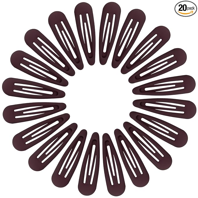 Small Hair Barrettes For Women No Slip Metal Snap Clips For Thin And Fine Hair,Matte Dark Red,20 PCS,1.97 x 0.5 Inch.