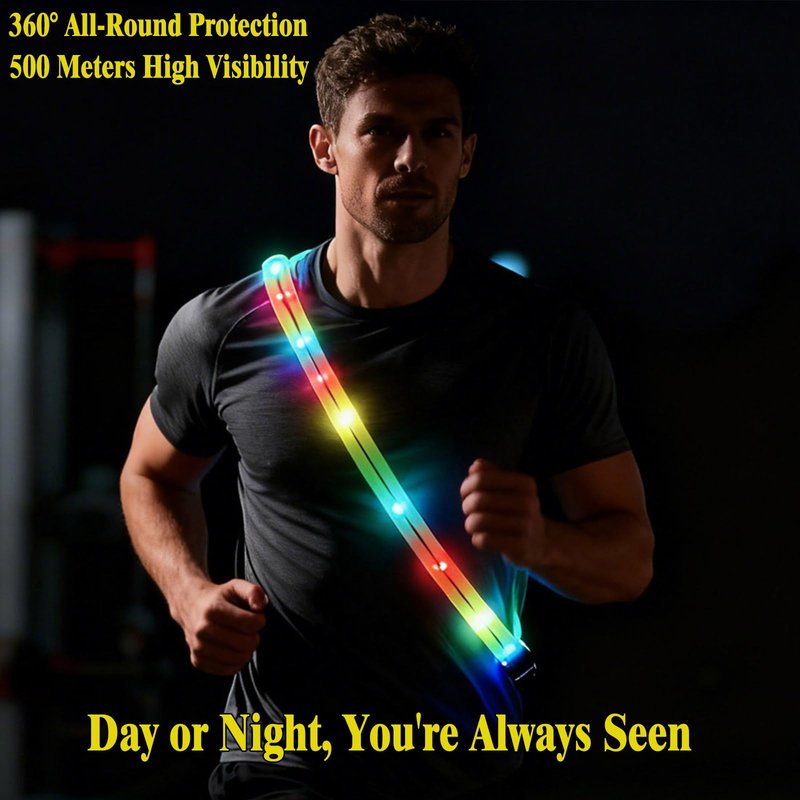 xcvoc Running Lights for Runners Light Up Vest for Night Walking Neon Vest Shoulder Light Led Belt for Night Safety Wearable Led Lights Reflective Sash