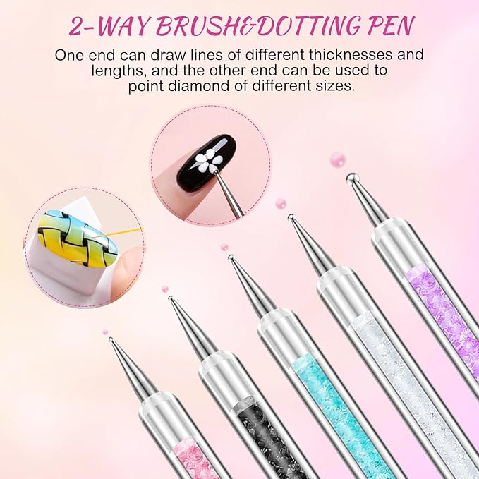 BESARME 11 Pcs Nail Art Tools, Nail Art Palette with 5 Nails Arts Sculpture Pen and 2-way Dotting Pen&Nail Brushes Nails Arts Kit for DIY Home Salon