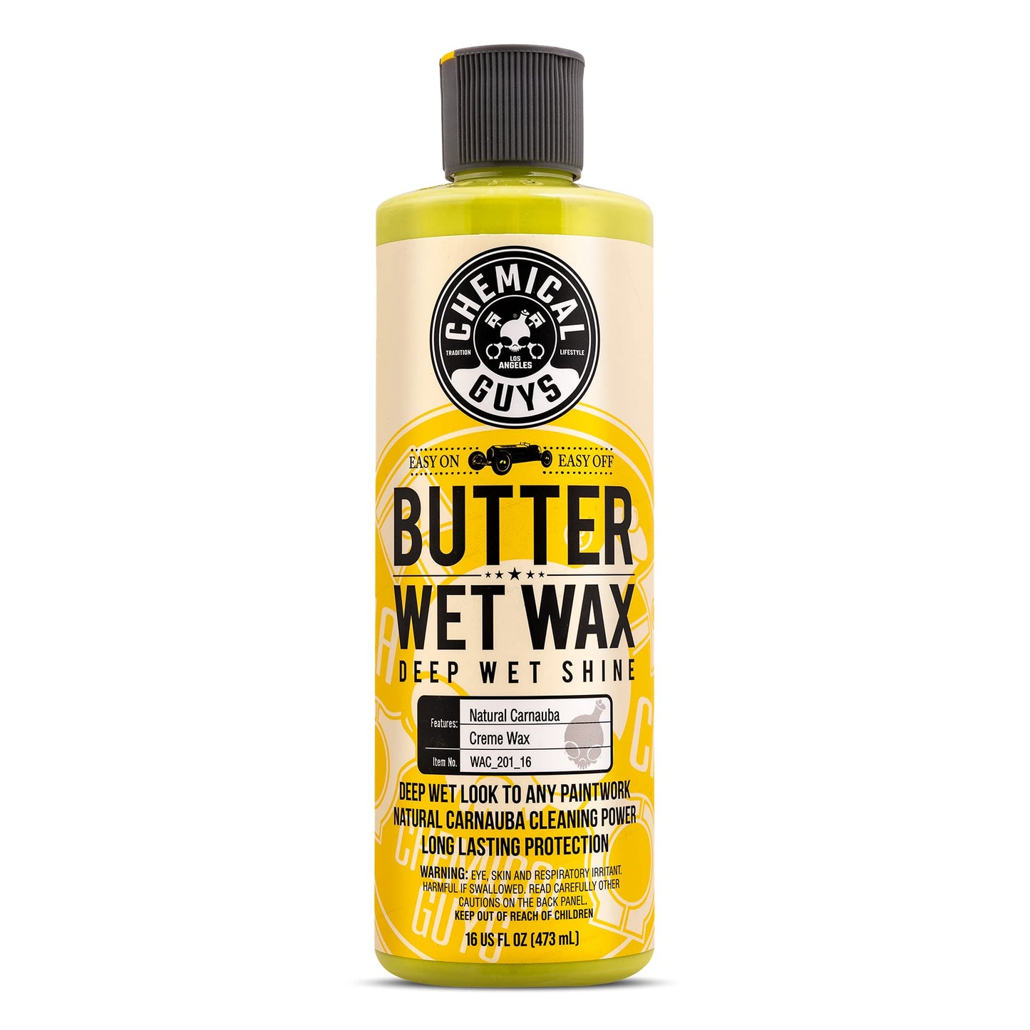Chemical Guys Butter Wet Wax - Deep Wet Shine Car Wax for Cars, Trucks, SUVs, RVs, and More, Easy On/Off Liquid Formula, Banana Scent - 16 fl oz