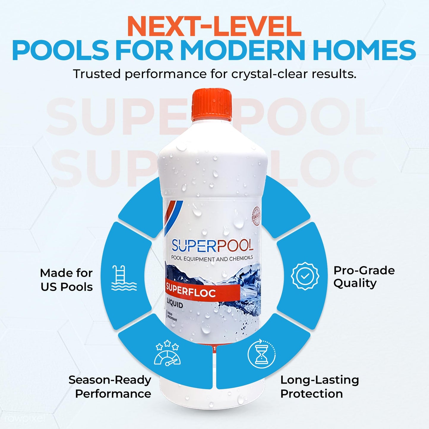 Superpool Swimming Pool Flocculant – Flock Pool Treatment for Cloudy Pool Water, Helps Clarify Water in Pools, Spas, Hot Tubs & Jacuzzis – Liquid Superfloc for Pool - 1 Quart