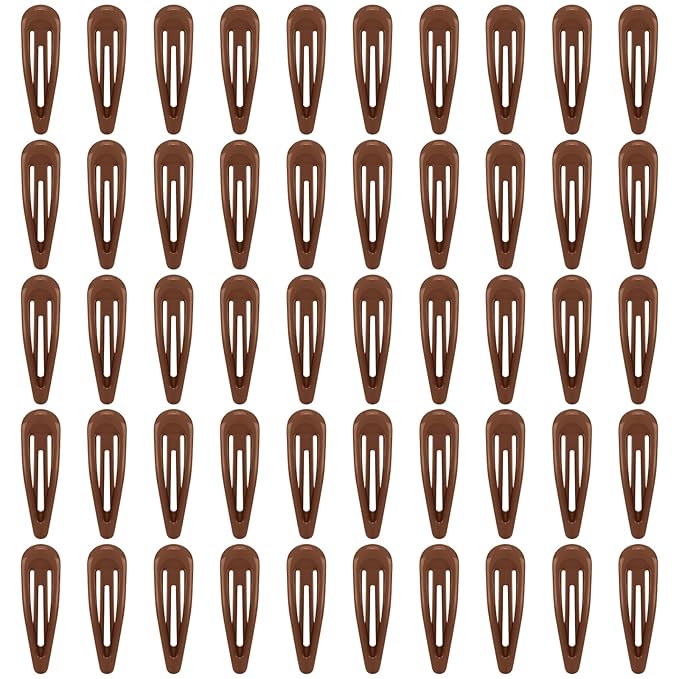 Light Brown Glossy Snap Hair Clips - 50 PCS 2 Inch Non-Slip Metal Hair Barrettes for Women - Natural Neutral Hair Accessories for Everyday Styling