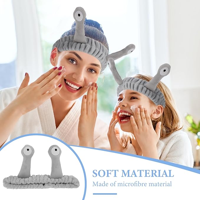Snail Headband for Face Washing, Spa Makeup, Sports - Cute Coral Fleece Elastic Headband with Creative Hair Accessories