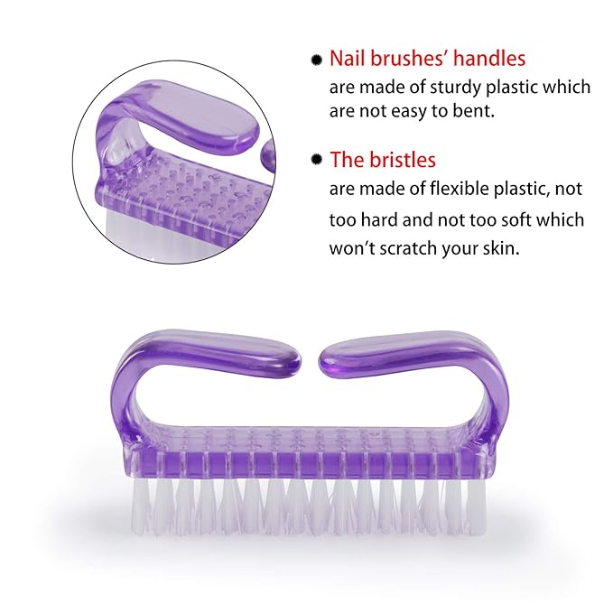Handle Grip Nail Brush, Hand Fingernail Scrub Cleaning Brushes for Toes and Nails Cleaner, Pedicure Scrubbing tool kit for Men and Women 6 Pack (Multicolor)