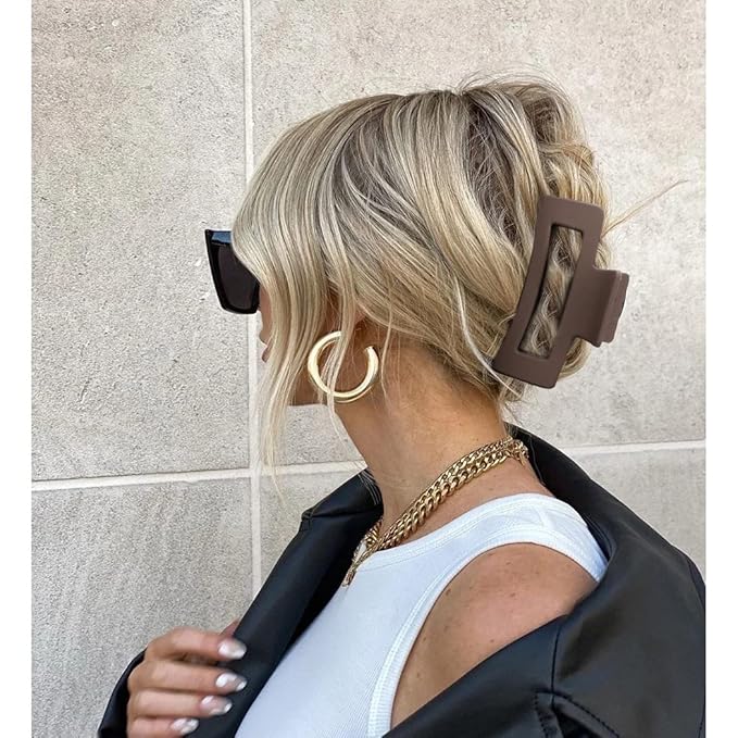 Canitor Hair Claw Clips for Women - 4 PCS Matte French Design Rectangular Barrette Banana Non-Slip Clips for Thick Hair