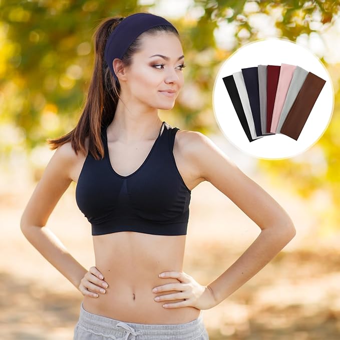 Fishinsea Sport Headbands for Women, Elastic Soft Fabric Non-Slip Hair Bands Hair Warp for Daily Workout Yoga Running Sports