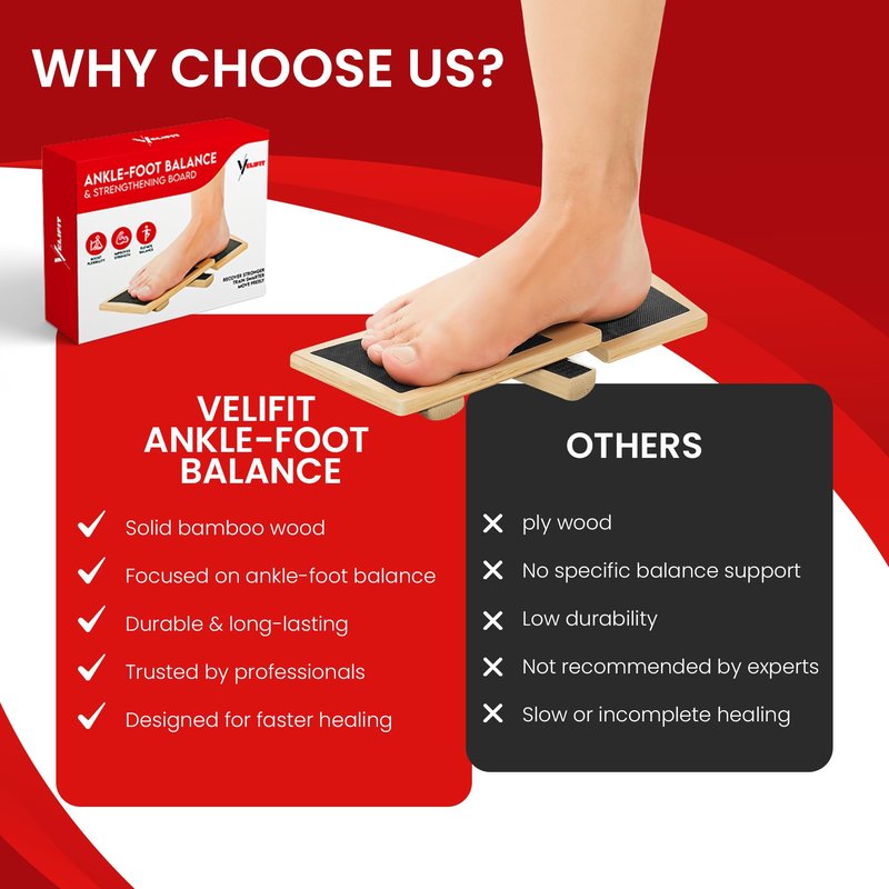 Velifit Ankle Strengthener & Axis Board, Bamboo Ankle Balance Board for Physical Therapy, Blackboard Foot Trainer & Foot Strengthener, Giboard for Balance Training, Axisboard for Leg Stability