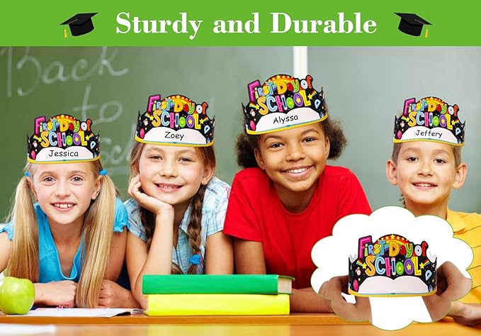 SICOHOME Paper Crown Hats Caps for Kids Paper Crowns for Students Classroom Kindergarten Preschool Party Supplies Adjustable