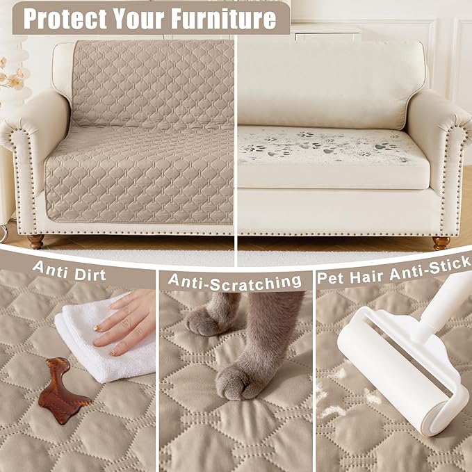 Smiry Waterproof Dog Bed Cover Blanket, Soft Reversible Pet Blanket, Washable Leakproof Cats Dogs Couch Cover for Sofa, Couch, Furniture (30x53 Inch, Taupe/Beige)