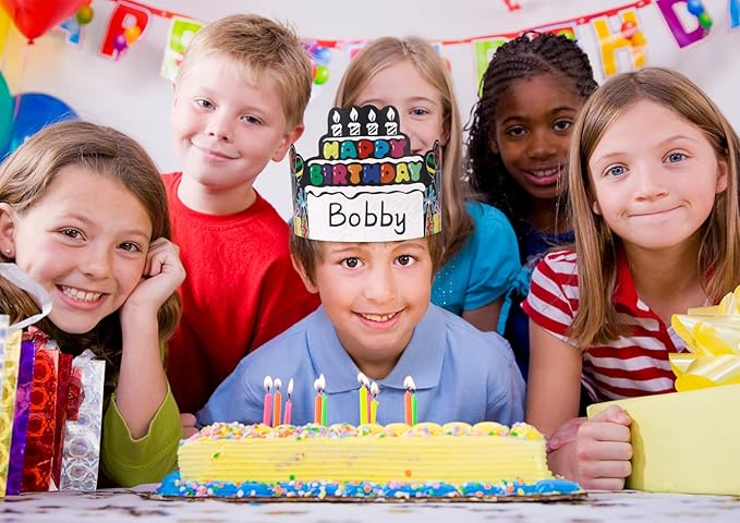 SICOHOME Paper Crown Hats Caps for Kids Paper Crowns for Students Classroom Kindergarten Preschool Party Supplies Adjustable
