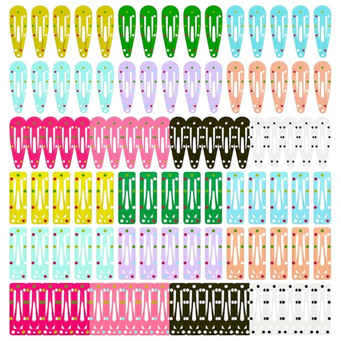 KUBOM 100 Pcs Toddler Hair Clips,(1.2 inch/3cm) Cute Mini Hair Clips for Baby Girls Kids, Small Snap Metal Barrettes for Fine Hair