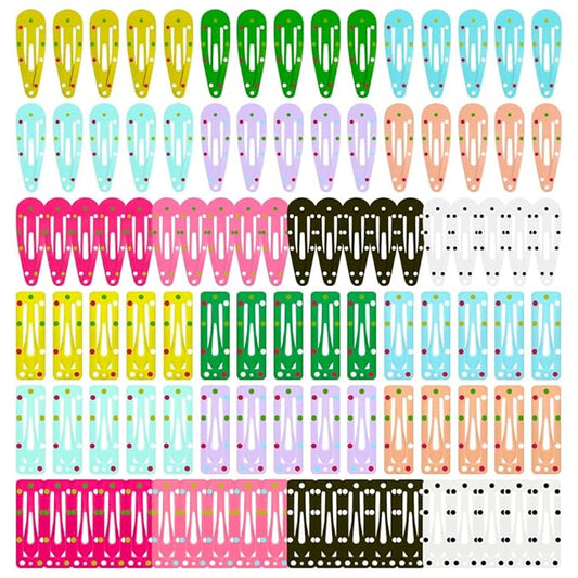 KUBOM 100 Pcs Toddler Hair Clips,(1.2 inch/3cm) Cute Mini Hair Clips for Baby Girls Kids, Small Snap Metal Barrettes for Fine Hair