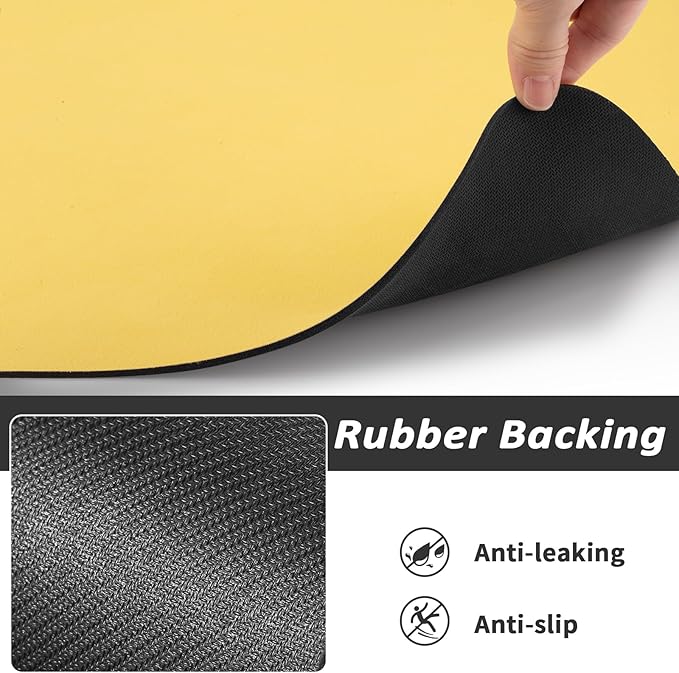 Dog Food Mat - Absorbent Cat Mat for Food and Water, No Stains Pet Feeding Bowl Mat, Easy to Clean Pet Placemats, Quick Dry Dog Water Dispenser Mat for Messy Drinkers | Yellow 24"x36"