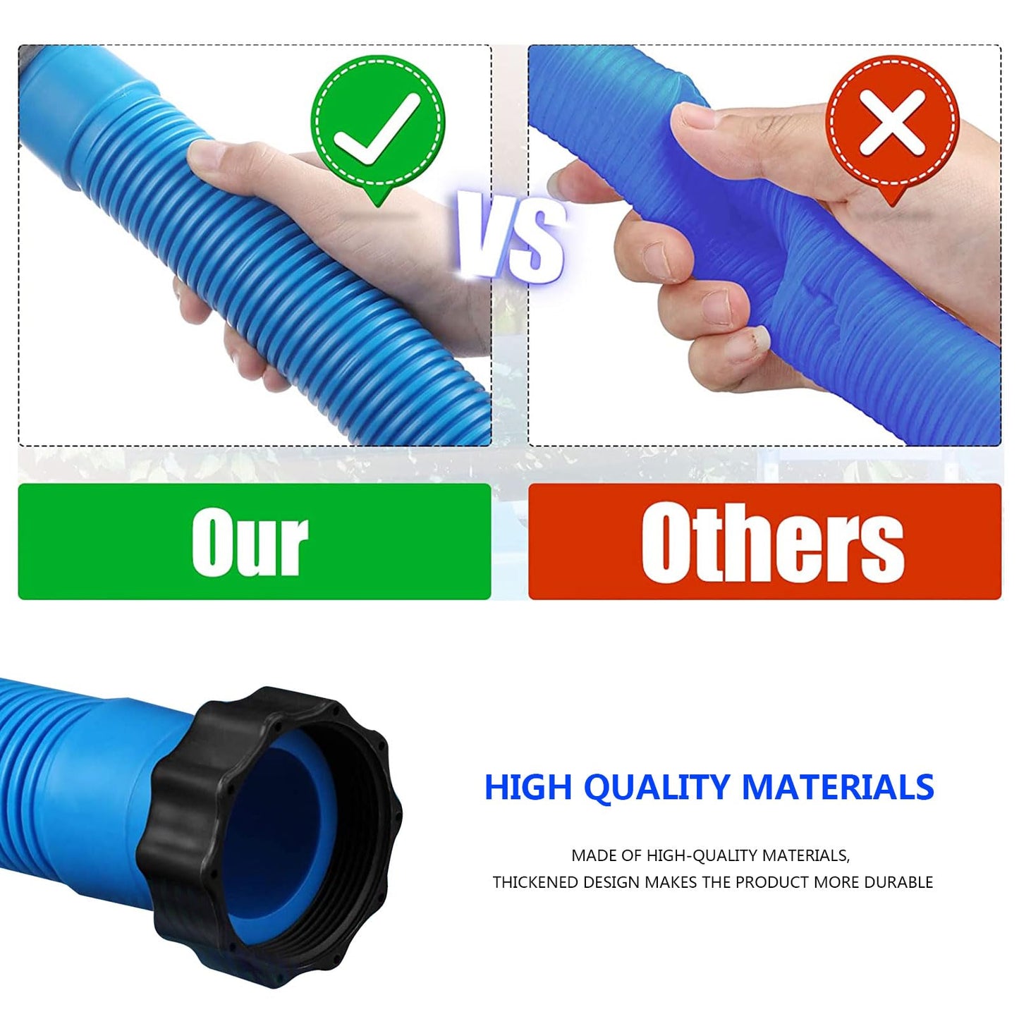 1-1/2 Inch × 20 Inch Accessory Pool Pump Replacement Hose for Intex Sand Filter Pumps & Saltwater Systems 26371CA 26371EH 28647EG (1, 20inch)