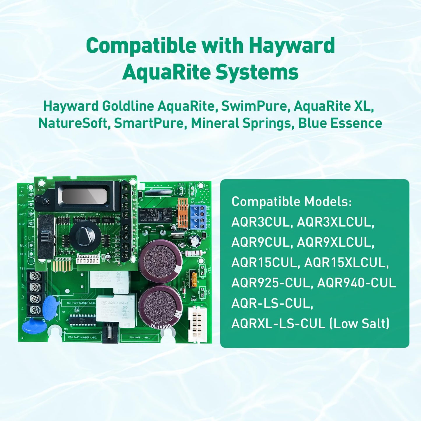 2026 GLX-PCB-RITE Control Board & GLX-PCB-DSP Display Board Set – Compatible with Hayward/Goldline Aqua Rite Saltwater Systems – Complete Pool Chlorinator Replacement Kit - Green