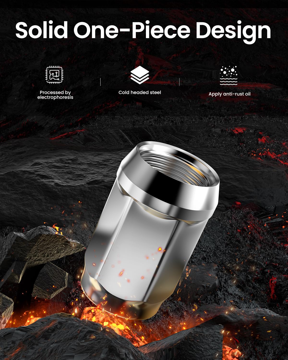 GAsupply 12x1.25 Lug Nuts, M12x1.25 Closed End Bulge Acorn Chrome Lug Nut 3/4" (19mm) Hex 1.38" 35mm Tall, 20 Pack