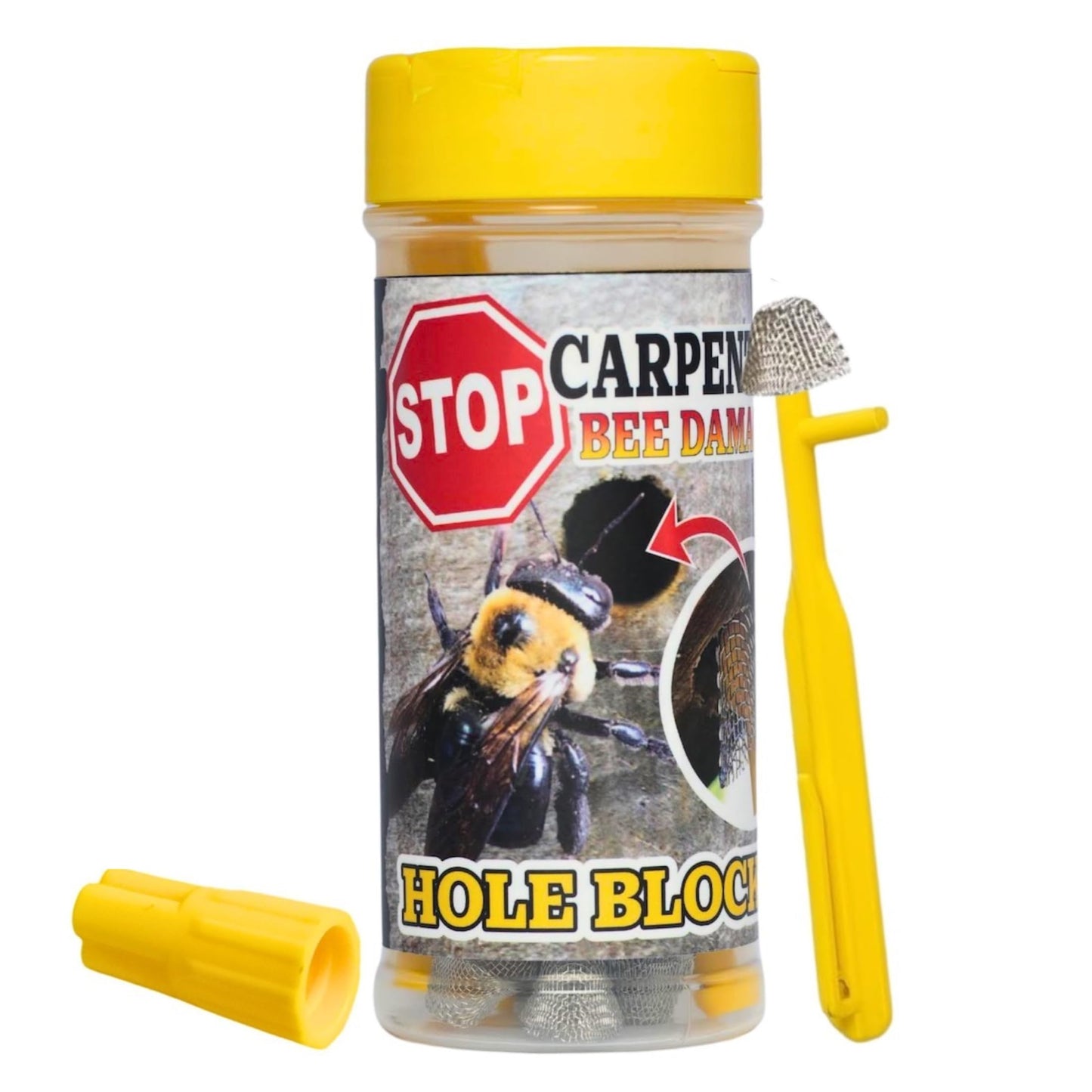 BB PRO Patented Carpenter Bee Traps for Outside – 304 Stainless Steel 30 Count Hole Filler Plugs – Stop Woodpecker Damage & Borer Bee Re-Entry – Permanent Wood Protection Kit