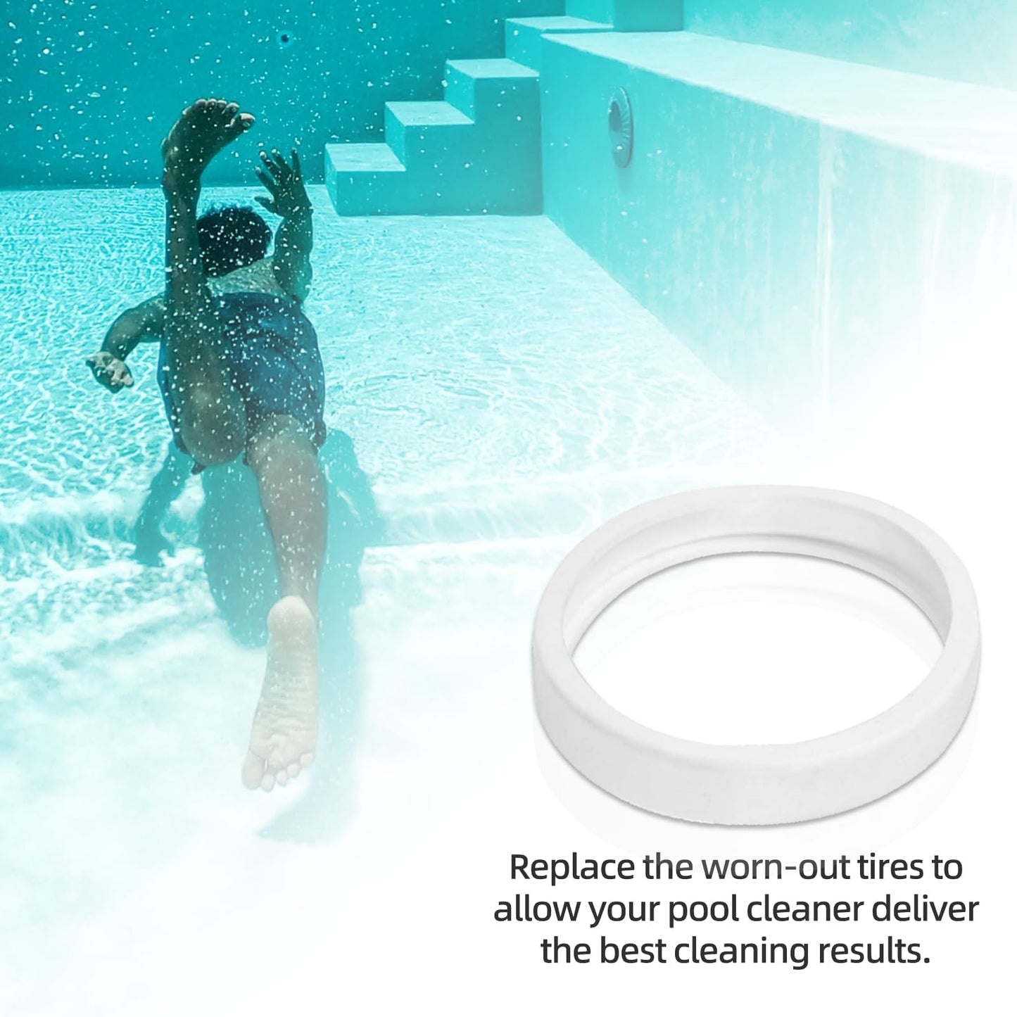 (6-Pack) The Exact Pool Cleaner Tire Replacement - Compatible with Polaris 180, 280, 360, 380, C10 and C-10 | Made of Premium, Heavy Duty Rubber - Improving The Parts Life Cycle by 50%