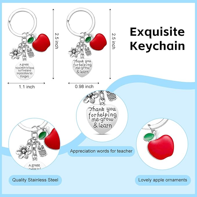 UAREHIBY 18 PCS Teacher Appreciation Gifts in Bulk,6 Styles Makeup Bags for Women,Teacher's Day Keychain,Thank You Teacher Christmas Gift with Bracelet,Graduation Gift for teacher