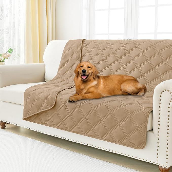 Smiry Waterproof Dog Bed Cover Blanket 52x82, Soft Reversible Pet Blanket, Washable Leakproof Cats Dogs Couch Cover for Sofa, Couch, Furniture, Camel/Camel