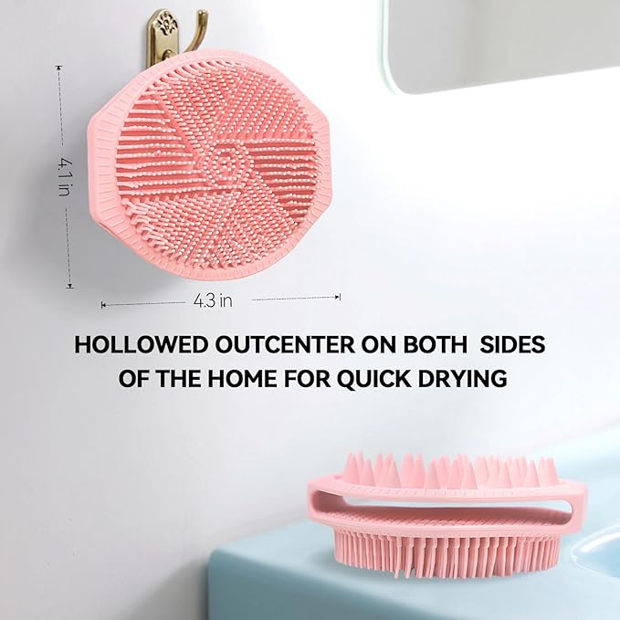 OTHIX Dual-Sided Silicone Body Scrubber -Silicone Loofah 2 in 1 Body Scrubber Exfoliator Ã¯Â¼Â Scalp Massager for Shower, All Skin Type, Lather Well, Easy to Clean, 1pc (Pink)