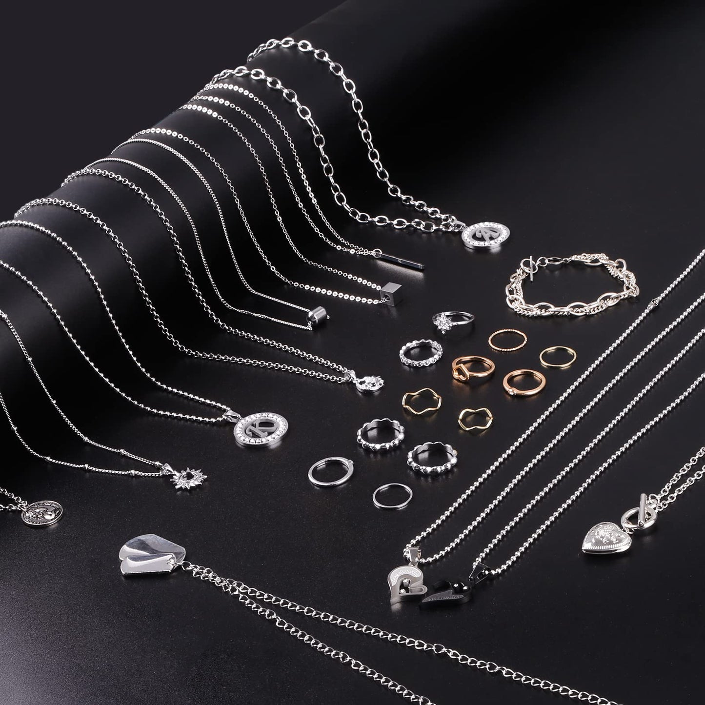 Ecoofor Necklace Chains for Jewelry Making, 78.7 Feet 10 Rolls Stainless Steel Jewelry Chains for DIY Necklace Bracelet Jewelry Making with Stainless Steel Jump Rings/Lobster Clasps/Connectors