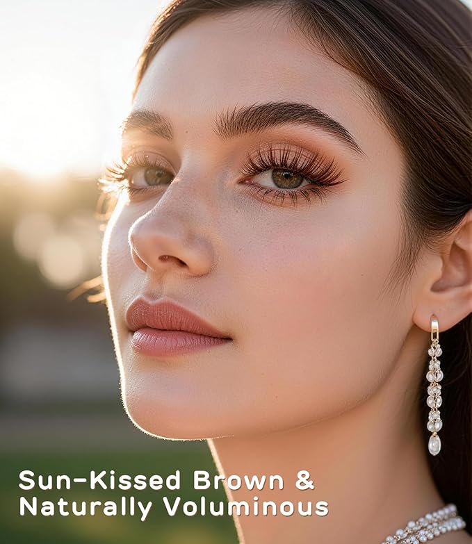 DYSILK Naked Strip Lashes 5 Pairs - 6D Natural Lashes Wispy Lashes Fake Eyelashes Lightweight Natural Look, Reusable & Portable, Invisiband for Comfort, Perfect for Everyday Wear | 14mm (Brown-02)