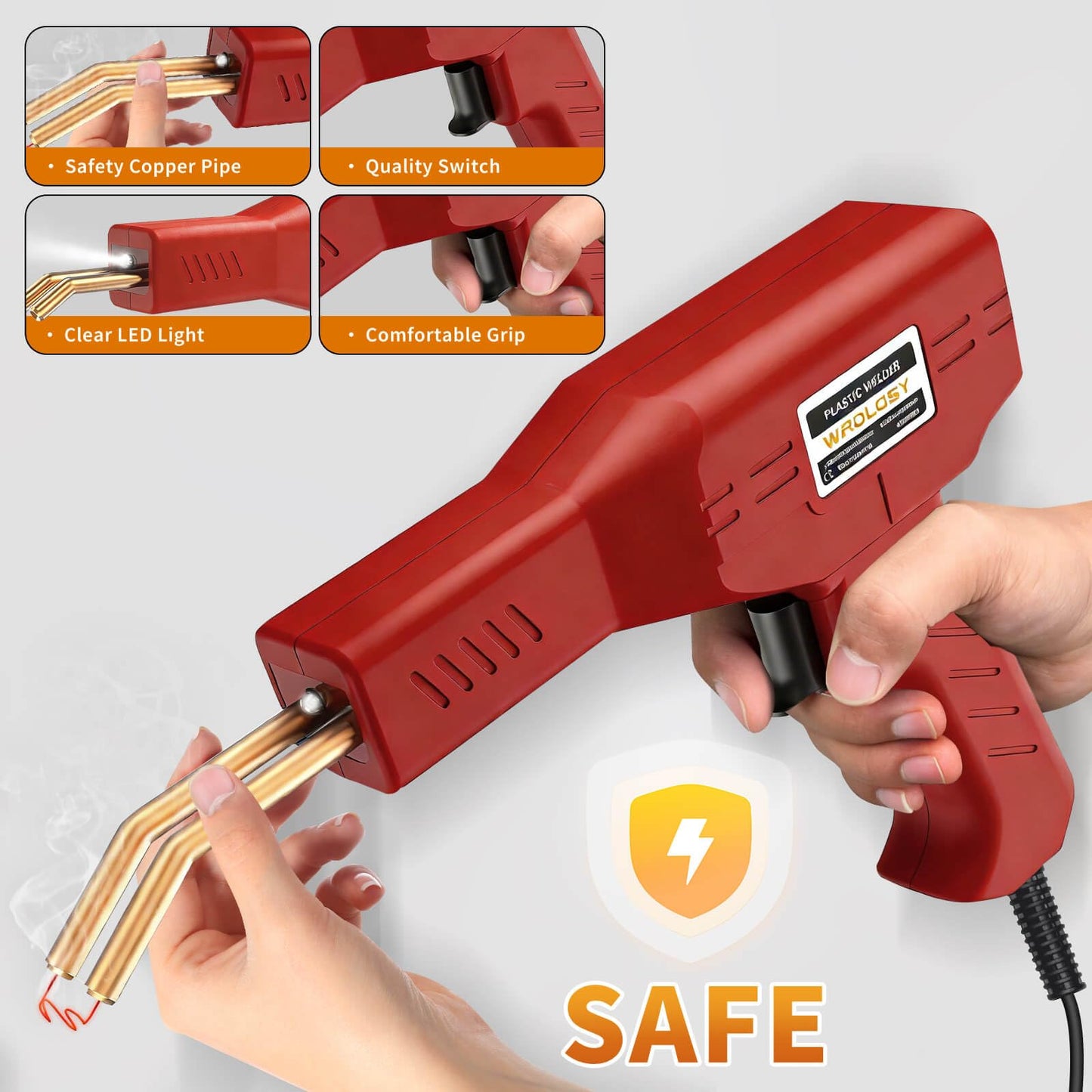 Wrdlosy Plastic Welder, 1200PCS Staples, Plastic Welding Kit, Must Have for DIYers, Instant On/Off, Welder Kit, Bumper Repair, Portable Toolbox (Red)