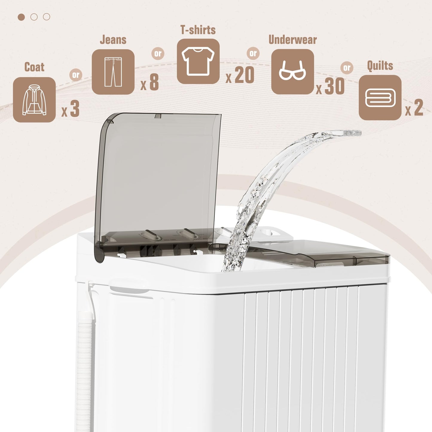 Omelaza Portable Washing Machine, Twin Tub 28 Lbs Capacity Laundry, Mini Compact Washer and Spin Dryer Combo with Spin Cycle for Home, RVs, Apartment, Grey