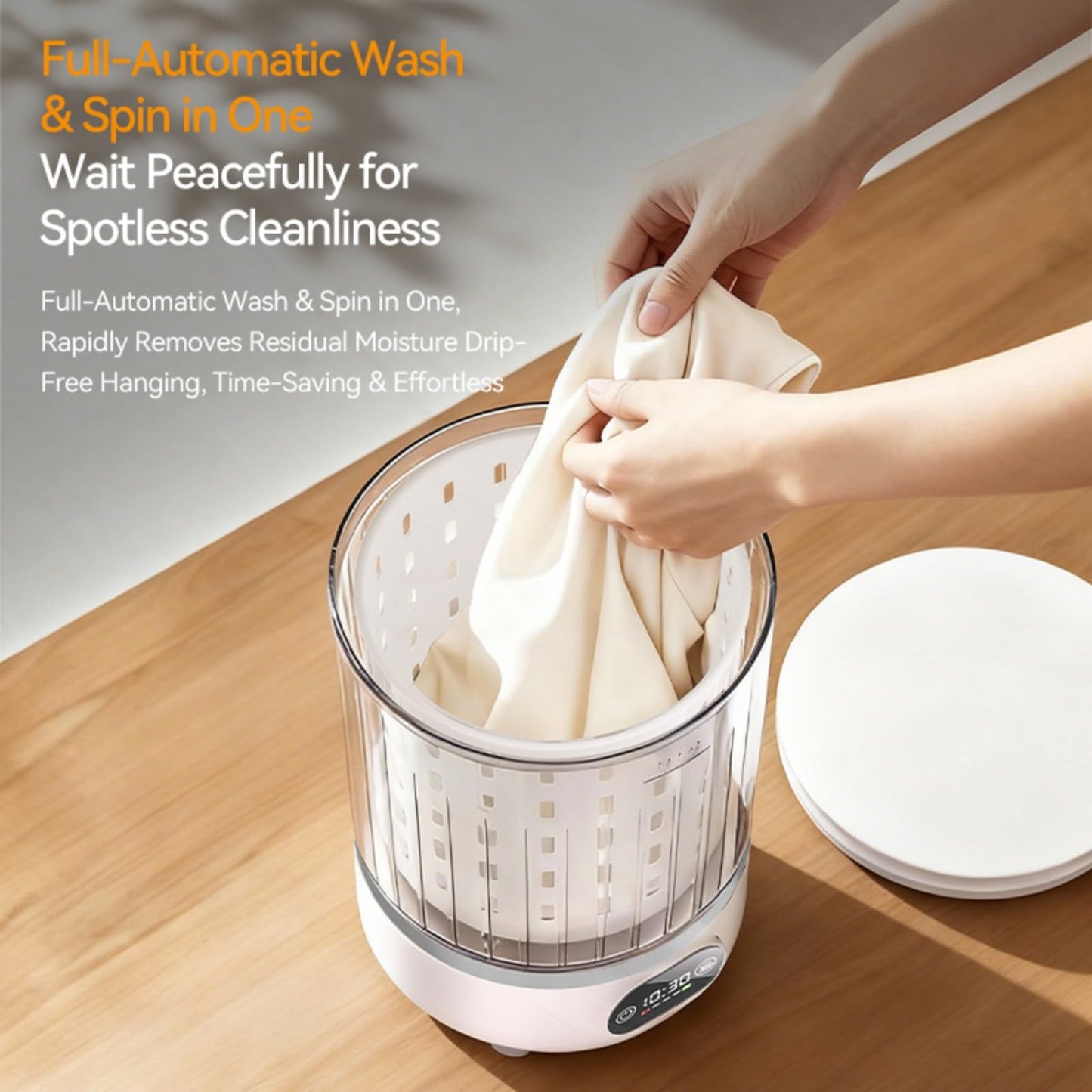 Portable Mini Washing Machine, Upgraded 3-in-1 3L Compact Washer with Spin Dry & Auto Drain,Small Travel Laundry Machine for Underwear Baby Clothes Socks Towels Home Dorm (White)