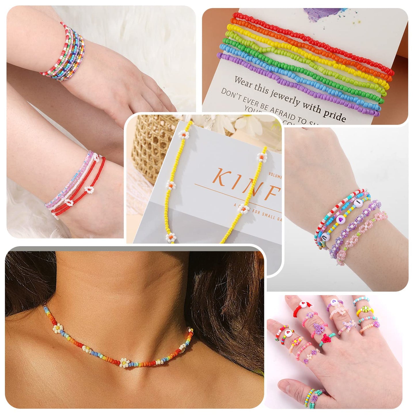 Funtopia 4mm 13000pcs+ Seed Beads for Jewelry Making, 120 Colors Small Glass Beads for Bracelets, Friendship Bracelet Kit with Alphabet Letter Bead Smile Face Bead for DIY, Art and Craft