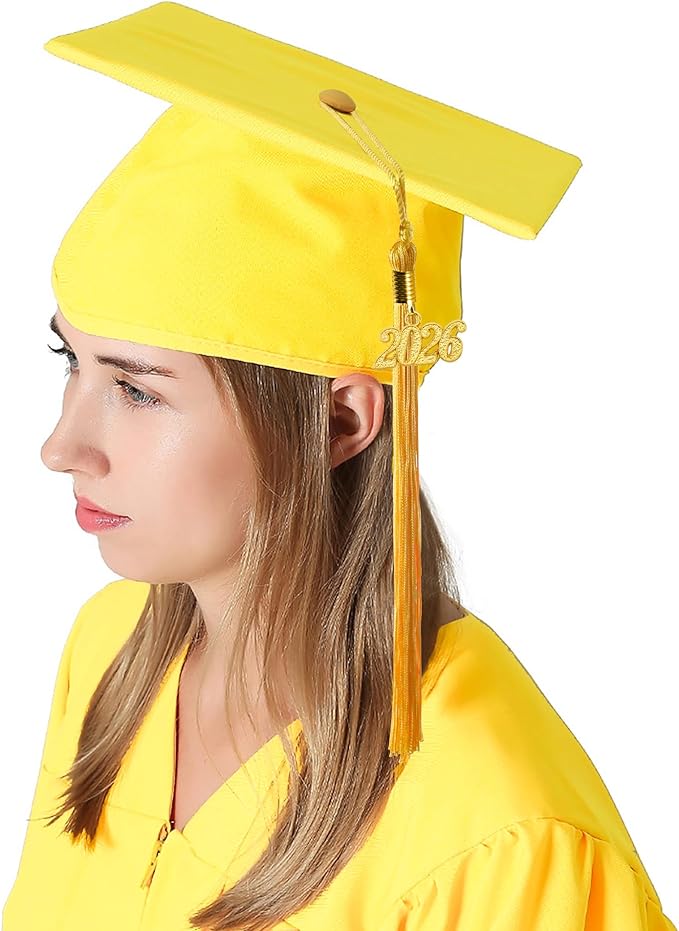 GraduationMall Matte Graduation Cap with 2026 Tassel for High School & Bachelor