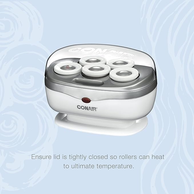 Conair Double Ceramic Hot Rollers for Long,Medium & Short Hair,5 Ceramic Flocked 1½-Inch Heated Hair Rollers with Clips,Hot Curlers for Women,Volume & Curls,Dual Voltage,Pink/White,(Pack of 6)