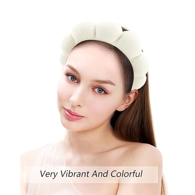 AOPRIE SPA Headbands for Washing Face Makeup Headbands with Bow Hair Band Women Facial Head Band Wrist Towel Wraps For Shower Face Mask White Style White, 6 Pack