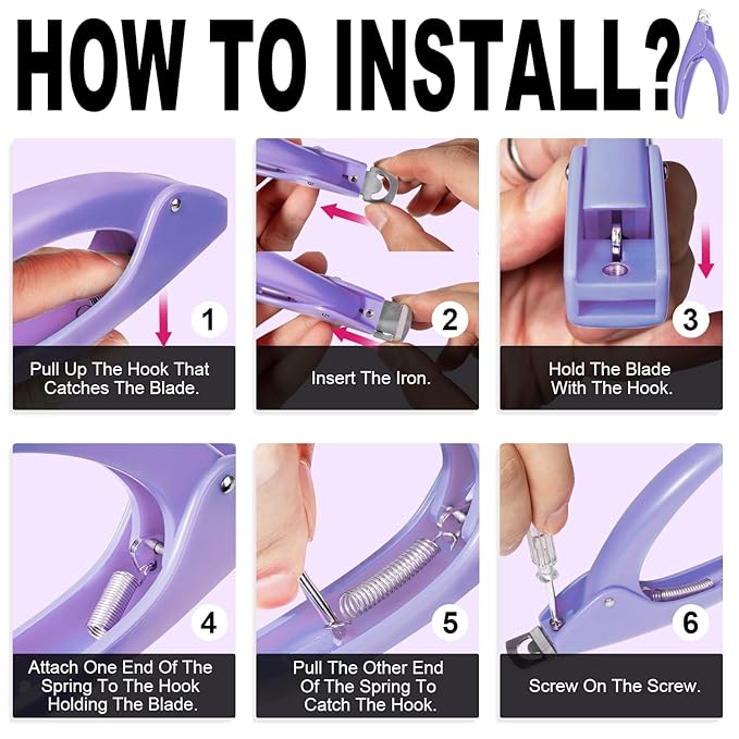 Light Purple Nail Clippers with Magnets Sizers for Acrylic Nails, Artificial Fake Nail False Nail Tip Cutter Trimmer Manicure Pedicure Sharp Blade Clip Tool For Salon Home Art Beauty