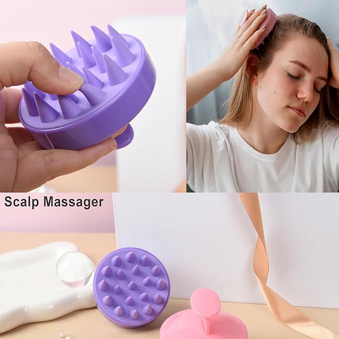 12 Pcs Hair Brush Set with Continuous Hair Spray Bottle for Women, Rat Tail Combs for Toddlers, Soft Scalp Massager, Detangling Hairbrush for Wet Dry Curly Hair (purple)