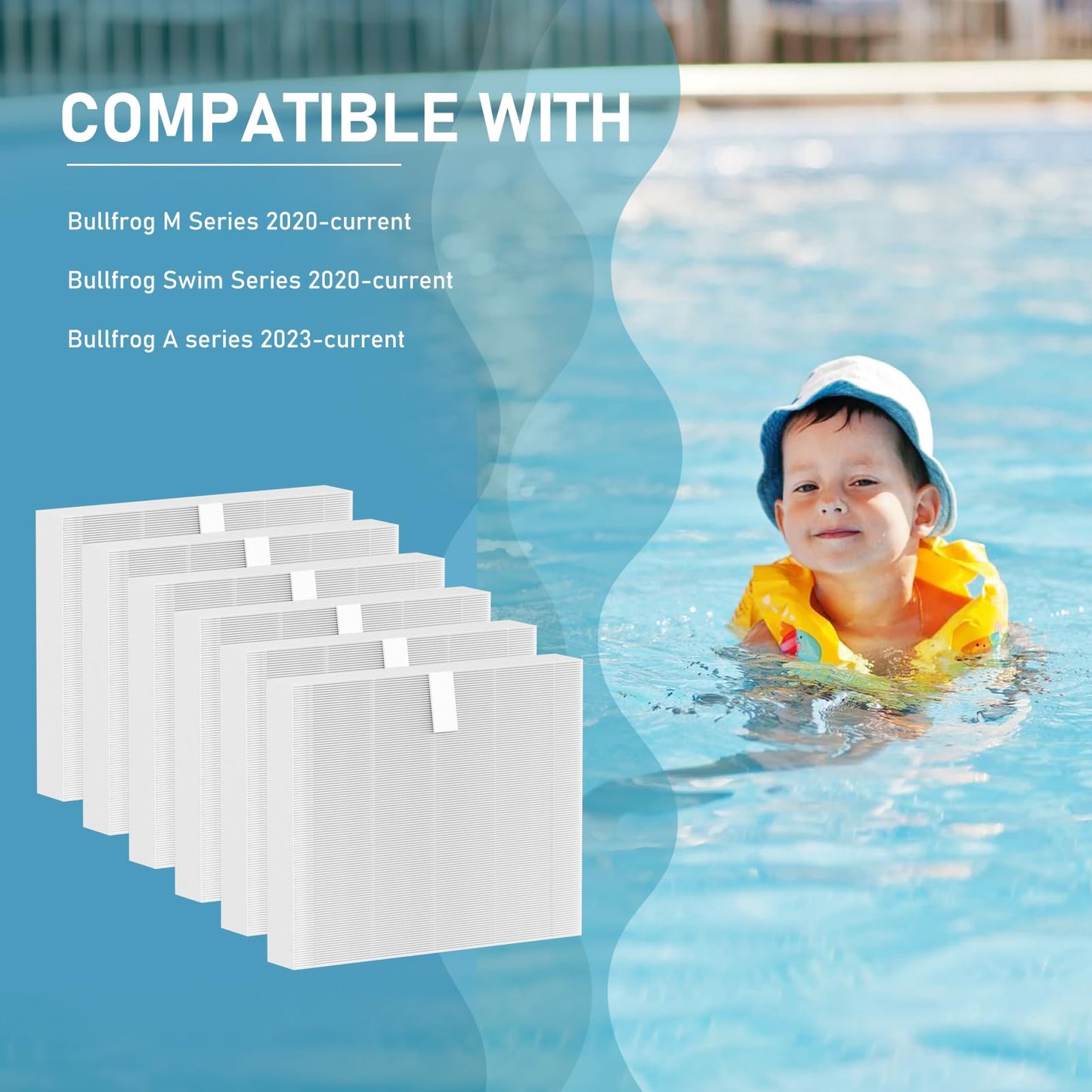 Macaberry 10-00814 Hot Tub Spa Flat Filters Compatible with Bullfrog M Series M6 M7 M8 M9, Swim Series S150 S180XD S200 and A Series A5 A6 A7 A8 A9 (2023 to Present) 6 Pack
